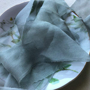 Olive Grey Silk Chiffon