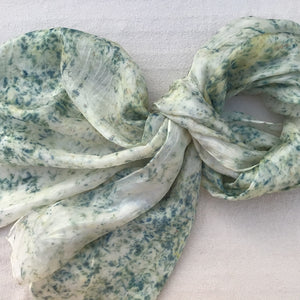 Soft Blue Patterned Large Silk Scarf