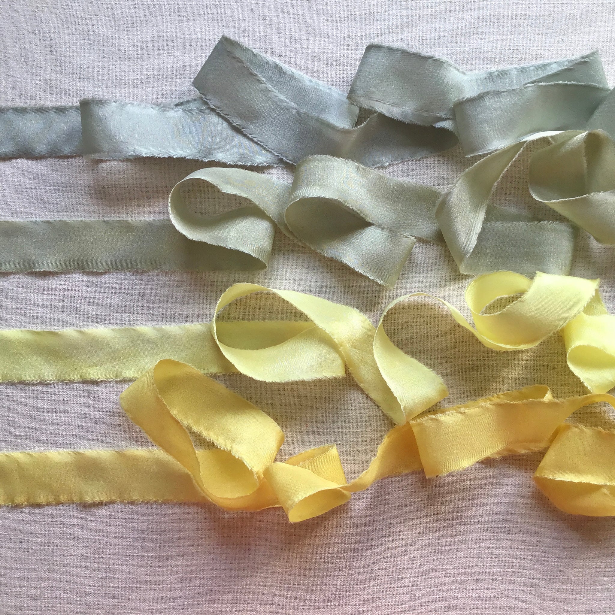 White, narrow silk ribbon