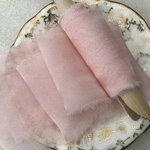 Lazos de gasa de seda rosa palo