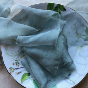 Olive Grey Silk Chiffon
