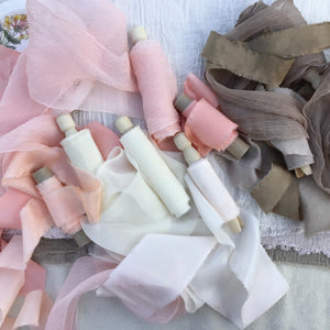 REDUCED TO CLEAR ~ Ivory, browns & pink Silk Styling Set