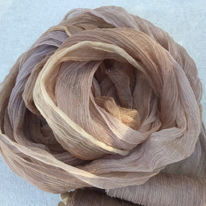 Mushroom & Brown Crinkled Silk Ribbons