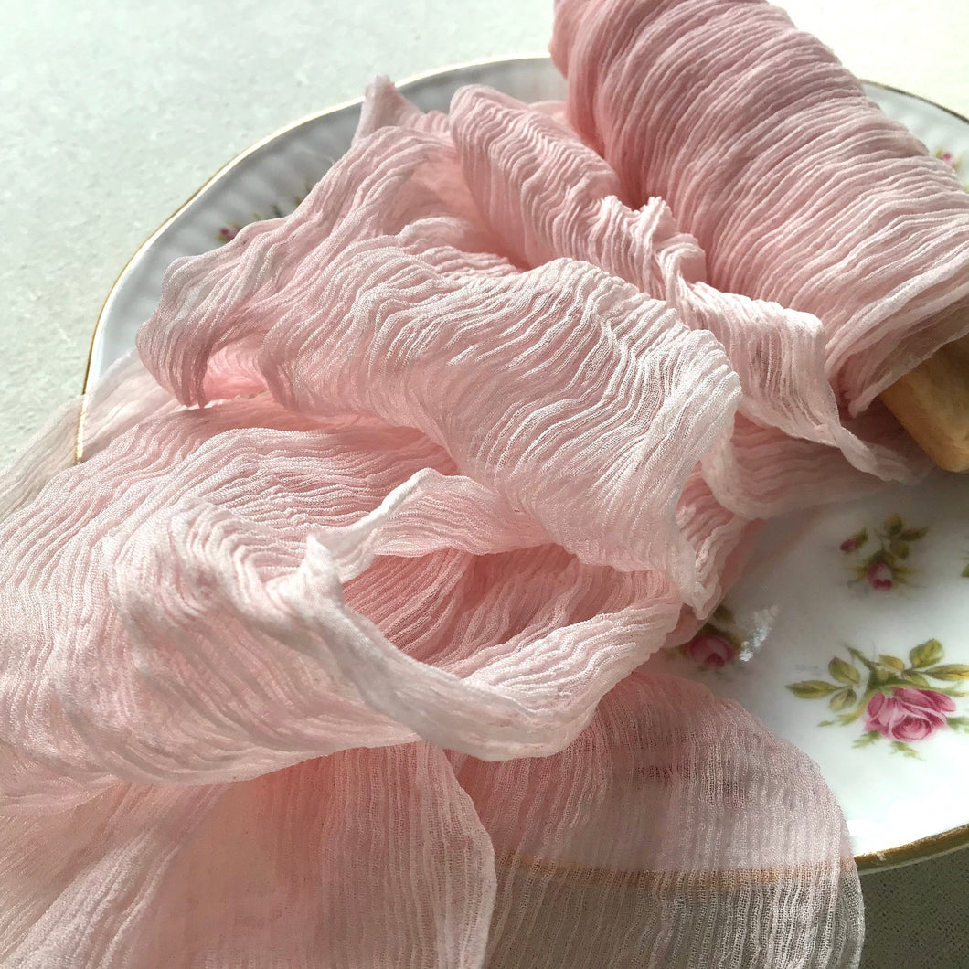 Pale Pink Crinkled Silk Chiffon