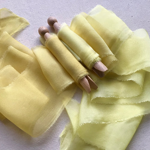 Yellow Silk Chiffon Ribbons ~ Gold & Lemon