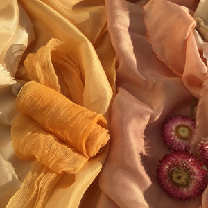 Pale Apricot Crinkled Silk Chiffon