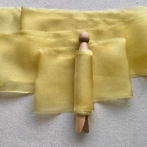 Yellow Silk Chiffon Ribbons ~ Gold & Lemon
