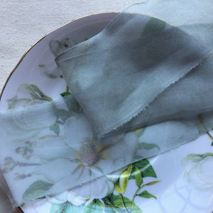 Olive Grey Silk Chiffon