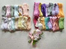 Load image into Gallery viewer, A box of narrow silk ribbons ~ Pastels or Brights